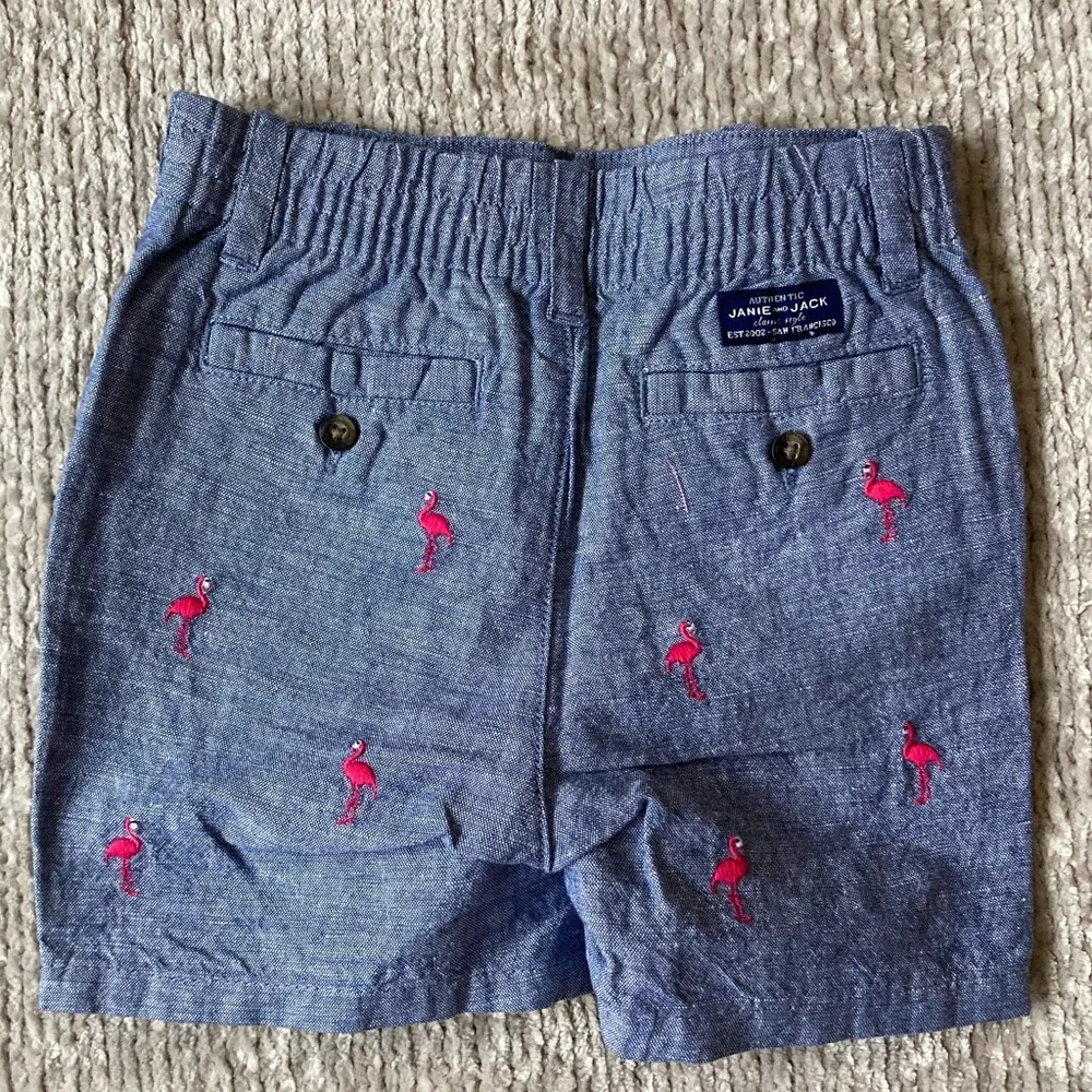 Janie And Jack Flamingo Polo Shirt & Shorts Set 12-18 Months NWT